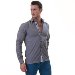 Black Oxford Men's Slim Fit Designer French Cuff Shirt - Tailored Cotton Shirts for Work and Casual Wear