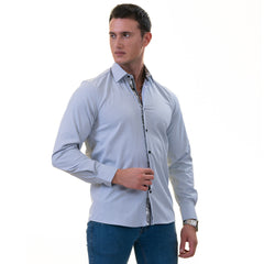 Gray inside Floral Men's Slim Fit Designer Dress Shirt - Tailored Cotton Shirts for Work and Casual Wear