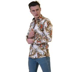 White Black Medusa Greek Key Mens Slim Fit Designer Dress Shirt - tailored Cotton Shirts for Work and Casual Wear