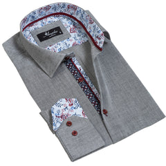 Pastel Grey Mens Slim Fit Designer Dress Shirt - Tailored Cotton Shirts For Work And Casual