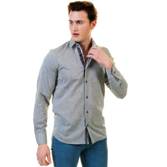 Pastel Grey Mens Slim Fit Designer Dress Shirt - Tailored Cotton Shirts For Work And Casual