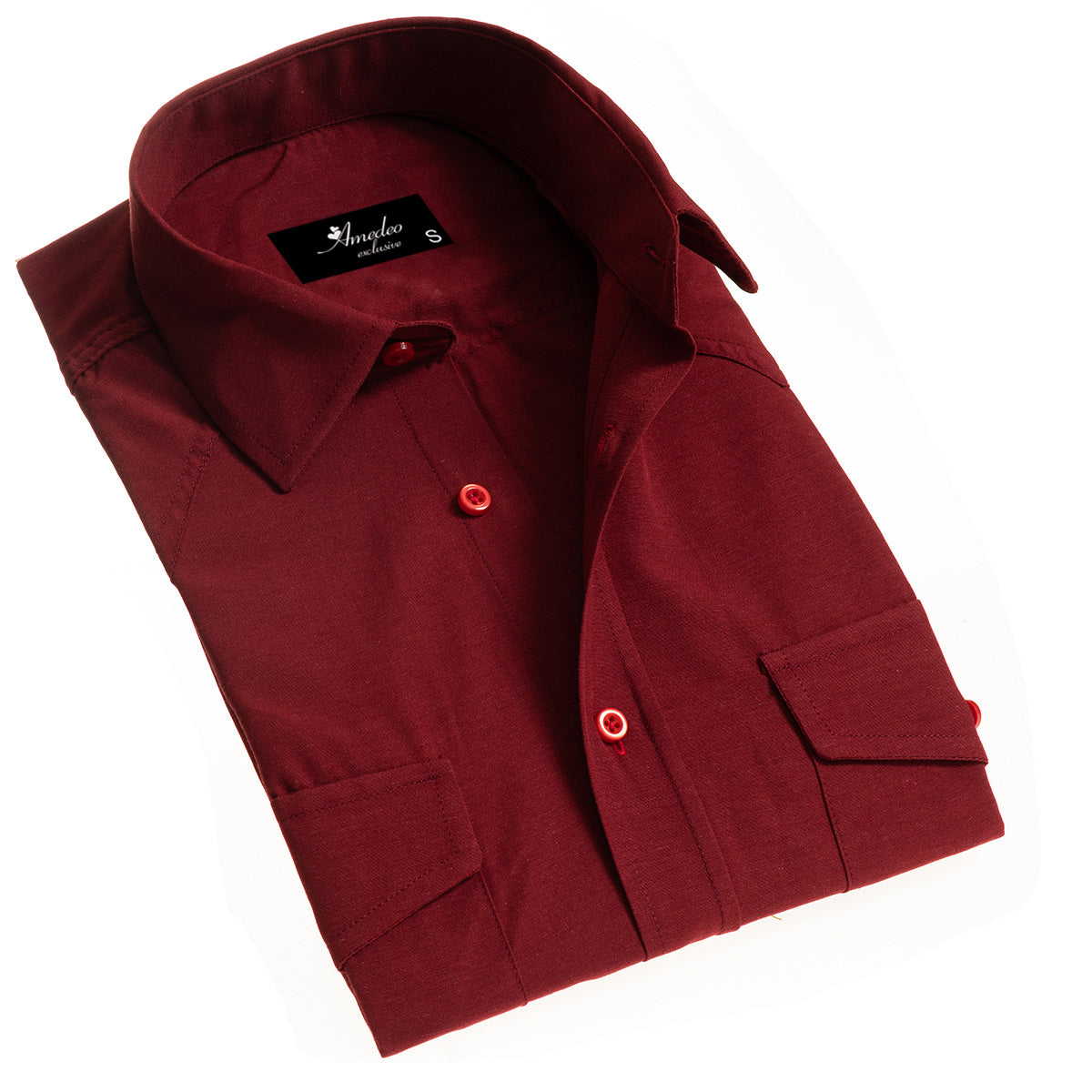 Dark Maroon Mens Slim Fit Designer Dress Shirt - Cotton Shirt – Amedeo Exclusive