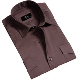 Dark Brown Mens Slim Fit Designer Dress Shirt - tailored Cotton Shirts for Work and Casual Wear