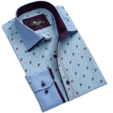 Light Blue & Purple Mens Slim Fit Designer Dress Shirt - tailored Cotton Shirts for Work and - Amedeo Exclusive