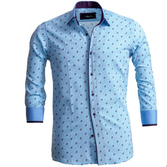 Light Blue & Purple Mens Slim Fit Designer Dress Shirt - tailored Cotton Shirts for Work and - Amedeo Exclusive