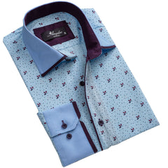 Light Blue & Purple Mens Slim Fit Designer Dress Shirt - tailored Cotton Shirts for Work and - Amedeo Exclusive