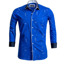 Medium Blue Mens Slim Fit Designer Dress Shirt - tailored Cotton Shirts for Work and Casual Wear - Amedeo Exclusive