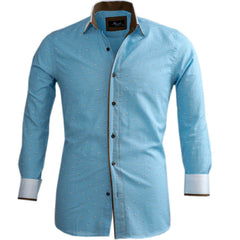 Light Blue Mens Slim Fit Designer Dress Shirt - tailored Cotton Shirts for Work and Casual Wear - Amedeo Exclusive