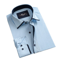 Light Blue Mens Slim Fit Designer Dress Shirt - tailored Cotton Shirts for Work and Casual Wear - Amedeo Exclusive