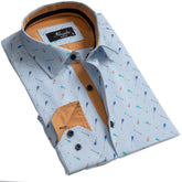 Light Blue Party Mens Slim Fit Designer Dress Shirt - tailored Cotton Shirts for Work and Casual Wear - Amedeo Exclusive