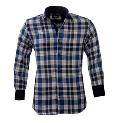 Blue White Check Mens Slim Fit Designer Dress Shirt - tailored Cotton Shirts for Work and Casual - Amedeo Exclusive