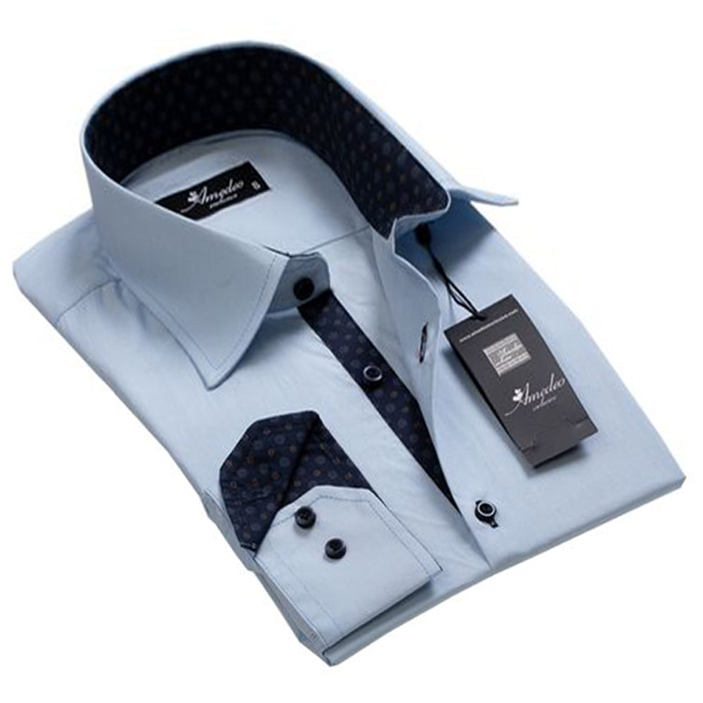 Classy Light Blue Mens Slim Fit Designer Dress Shirt - tailored Cotton Shirts for Work and Casual - Amedeo Exclusive