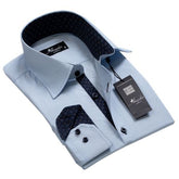 Classy Light Blue Mens Slim Fit Designer Dress Shirt - tailored Cotton Shirts for Work and Casual - Amedeo Exclusive