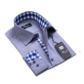 Bluish Grey with White Dots Mens Slim Fit Designer Dress Shirt - tailored Cotton Shirts for Work and Casual Wear - Amedeo Exclusive