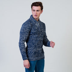 Denim Color European Wool Luxury Zippered With Sweater Jacket Warm Winter Tailor Fit