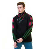 Black, Green and Red European Wool Luxury Zippered With Sweater Jacket Warm Winter Tailor Fit