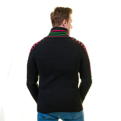 Black, Green and Red European Wool Luxury Zippered With Sweater Jacket Warm Winter Tailor Fit