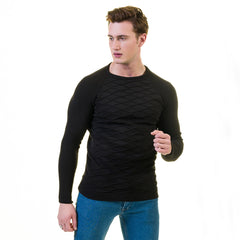 Dark Black Wool Luxury Zippered With Sweater Jacket Warm Winter Tailor Fit