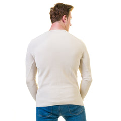 Off White Printed European Wool Luxury Zippered With Sweater Jacket Warm Winter Tailor Fit