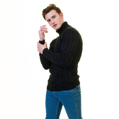 Black European Wool Luxury Zippered With Sweater Jacket Warm Winter Tailor Fit