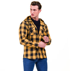 Yellow & Black European Wool Luxury Zippered With Hoodie Sweater Jacket Warm Winter Tailor Fit