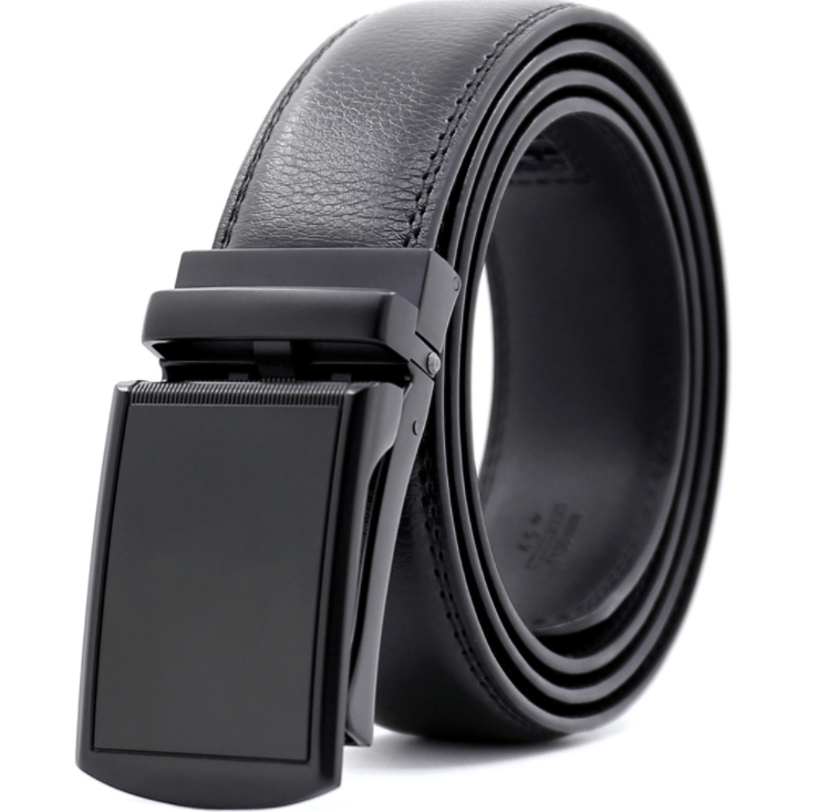 Amedeo Exclusive Men's Black Belt Black Buckle Leather - Amedeo Exclusive