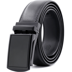 Amedeo Exclusive Men's Black Belt Black Buckle Leather - Amedeo Exclusive