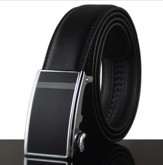 Men's Genuine Leather Smart Ratchet Automatic Belt Perfect Fit No holes! Black - Amedeo Exclusive