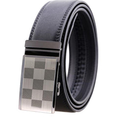 Amedeo Exclusive Men's Black Belt Black Textured Matte Buckle Standard Leather - Amedeo Exclusive