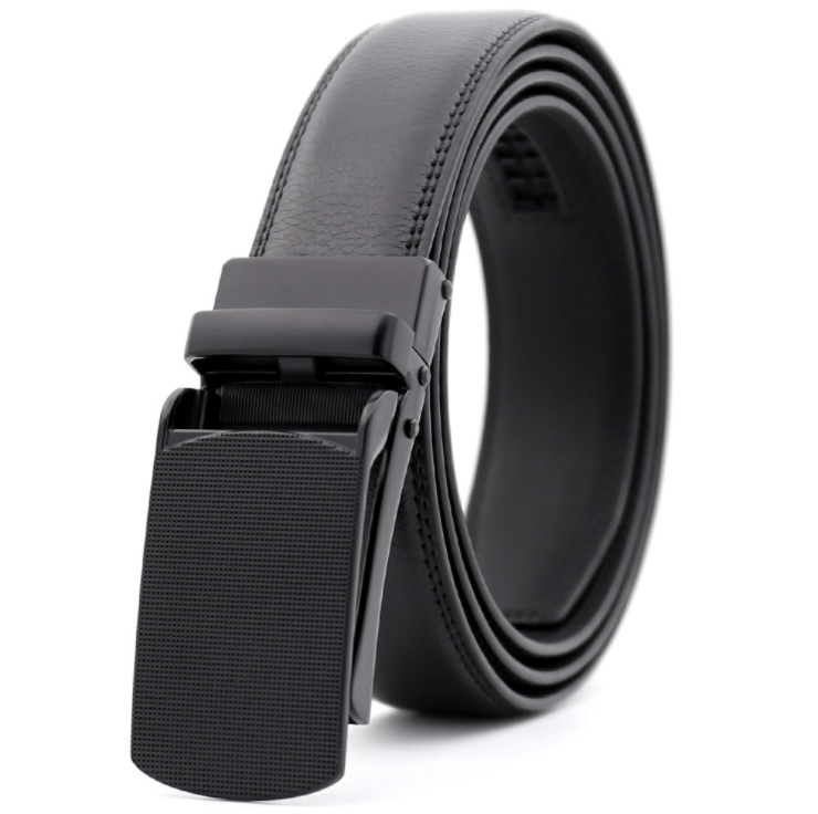 Amedeo Exclusive Men's Black Belt Black Textured Matte Buckle Standard Leather - Amedeo Exclusive
