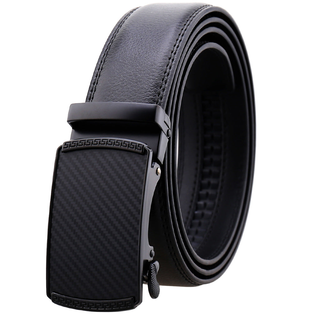 Men's Genuine Leather Smart Ratchet Automatic Belt Perfect Fit No holes! Black - Amedeo Exclusive