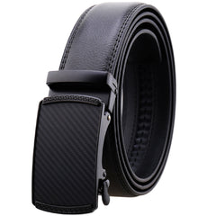 Men's Genuine Leather Smart Ratchet Automatic Belt Perfect Fit No holes! Black - Amedeo Exclusive