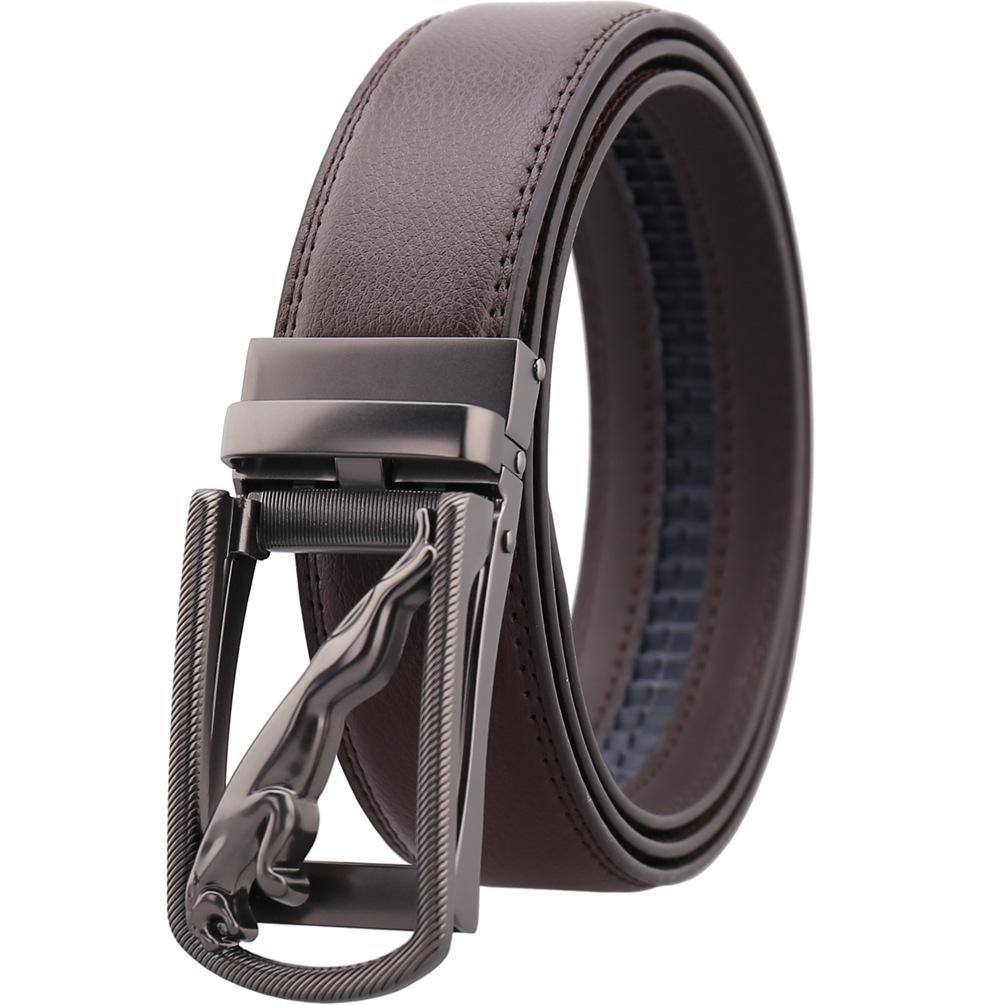 Amedeo Exclusive Men's Gun Metal Buckle Brown Leather Belt - Amedeo Exclusive