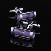 Men's Stainless Steel Purple Hour Glass Cufflinks with Box - Amedeo Exclusive