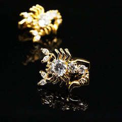 Mens Stainless Steel Gold Big Diamond Scorpions Cufflinks for Shirt with Box - Hand Crafted - Amedeo Exclusive