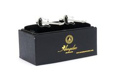 Black and White Guitars Mens Stainless Steel Square Cufflinks for Shirt with Box - Hand Crafted Perfect Gift
