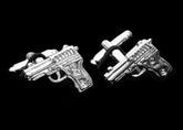 Silver Guns Mens Stainless Steel Square Cufflinks for Shirt with Box - Hand Crafted Perfect Gift