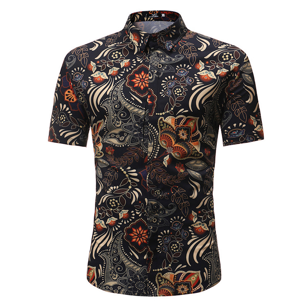 Men's Button down Tailor Fit Soft 100% Cotton Short Sleeve Dress Shirt Black Multi Color check casual And Formal - Amedeo Exclusive