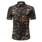 Men's Button down Tailor Fit Soft 100% Cotton Short Sleeve Dress Shirt Black Multi Color check casual And Formal - Amedeo Exclusive