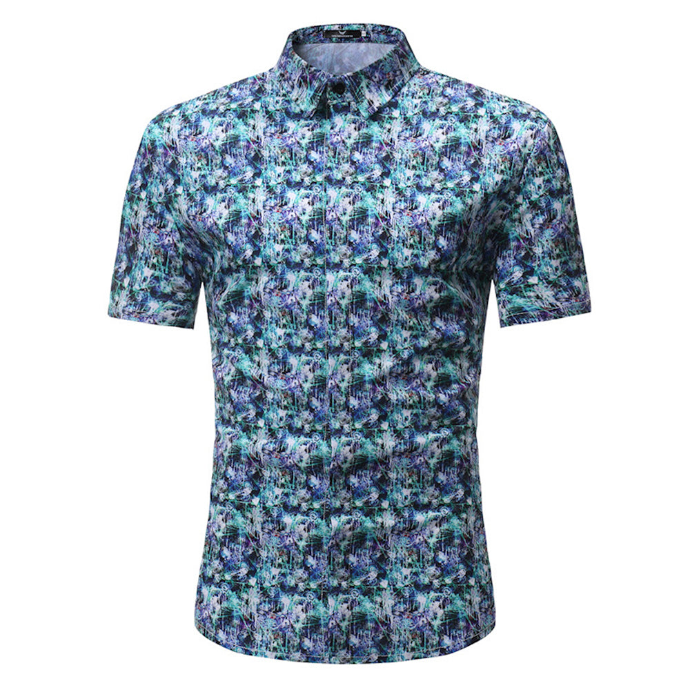 Men's Button down Tailor Fit Soft 100% Cotton Short Sleeve Dress Shirt Turqouise Multi Color check casual And Formal - Amedeo Exclusive