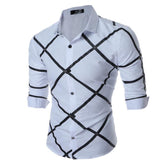 Men's Button down Tailor Fit Soft 100% Cotton Short Sleeve Dress Shirt White Check casual And Formal - Amedeo Exclusive