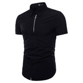 Men's Button down Tailor Fit Soft 100% Cotton Short Sleeve Dress Shirt Black casual And Formal - Amedeo Exclusive