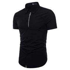 Men's Button down Tailor Fit Soft 100% Cotton Short Sleeve Dress Shirt Black casual And Formal - Amedeo Exclusive