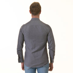 Bluish inside Floral Mens Slim Fit Designer French Cuff Shirt - tailored Cotton Shirts for Work and Casual Wear