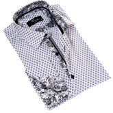 White Polka Dot Printed  Mens Slim Fit Designer French Cuff Shirt