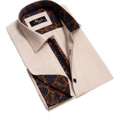 Off White Mens Slim Fit French Cuff Shirts with Cufflink Holes - Casual and Formal