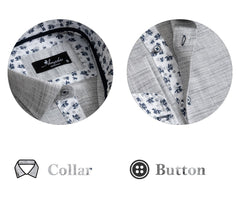 Grey Dark Purple Men's Slim Fit French Cuff Dress Shirts with Cufflink Holes - Casual and Formal - Amedeo Exclusive