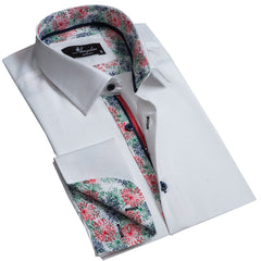 Solid White Mens Slim Fit Designer Dress Shirt - tailored Cotton Shirts for Work and Casual Wear - Amedeo Exclusive