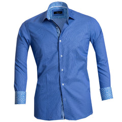 Blue Lines Mens Slim Fit French Cuff Dress Shirts with Cufflink Holes - Casual and Formal - Amedeo Exclusive