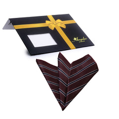 Men's Maroon with white stripes Pocket Square Hanky Handkerchief - Amedeo Exclusive